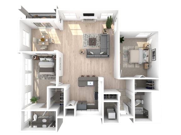 Villaggio on Yarrow Bay Apartments Milan 3D Floor Plan