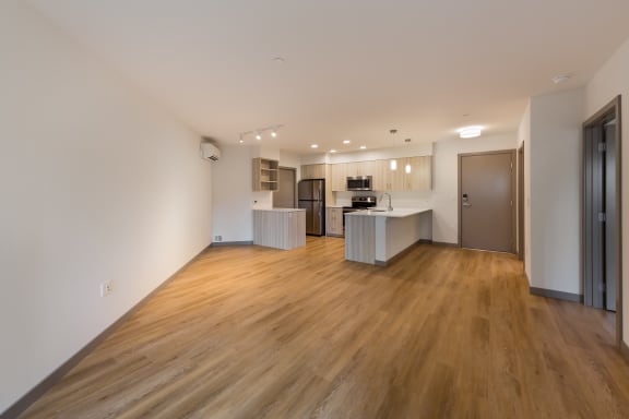 VODA Apartments Model Living Room and Kitchen
