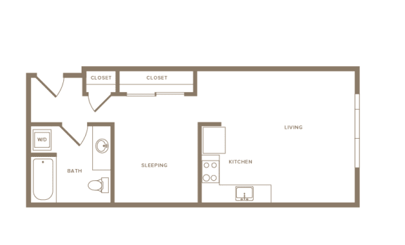 1 bedroom 1 bath floor plan E 1 bedroom 1 bath floor plan E at Wilcox, Seattle, Washington