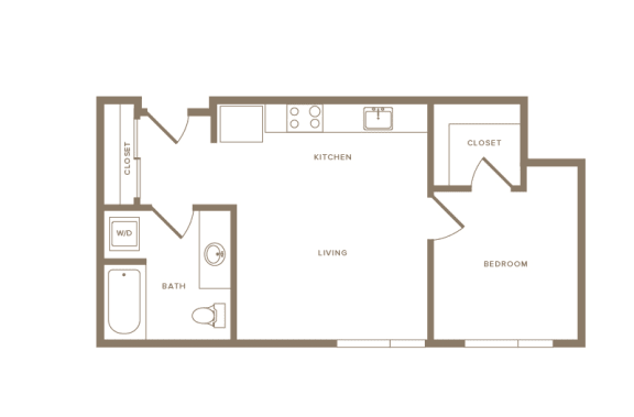 1 bedroom 1 bath floor plan G 1 bedroom 1 bath floor plan G at Wilcox, Seattle, Washington, 98107