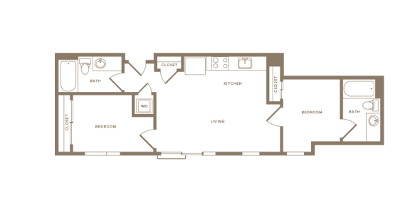 Floor Plan  2 bedroom 1 bath floor plan A at Wilcox, Washington