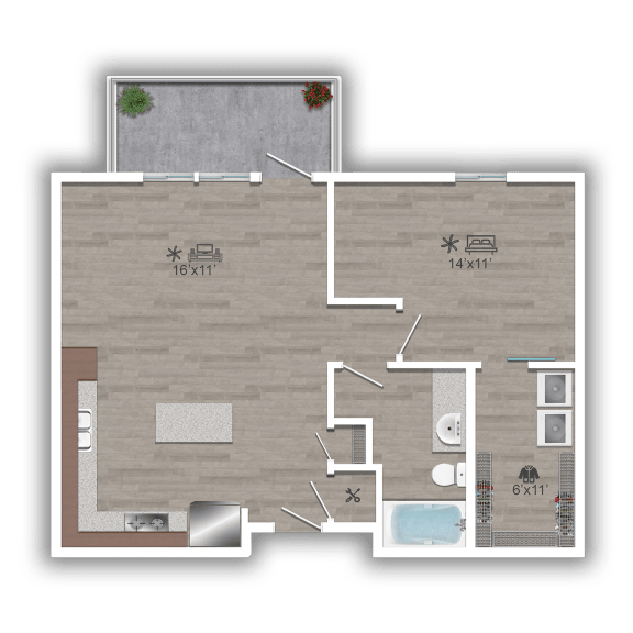 Discovery at the Realm Apartments 3D floor plan 1D