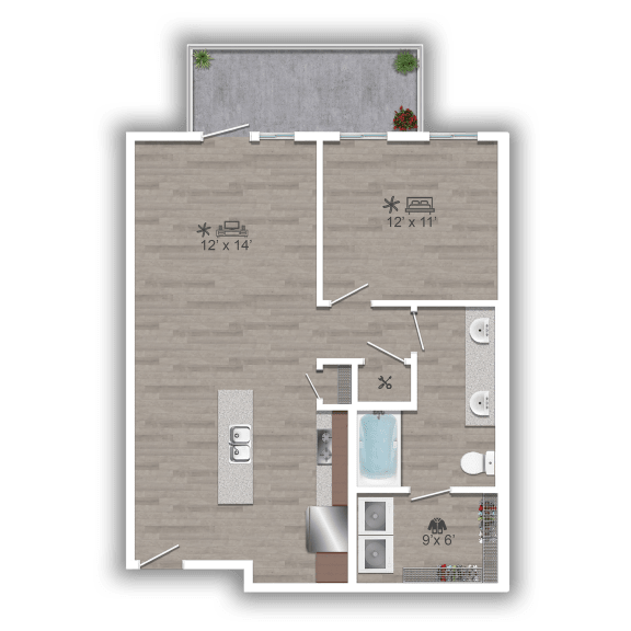 Discovery at the Realm Apartments 3D floor plan 1F