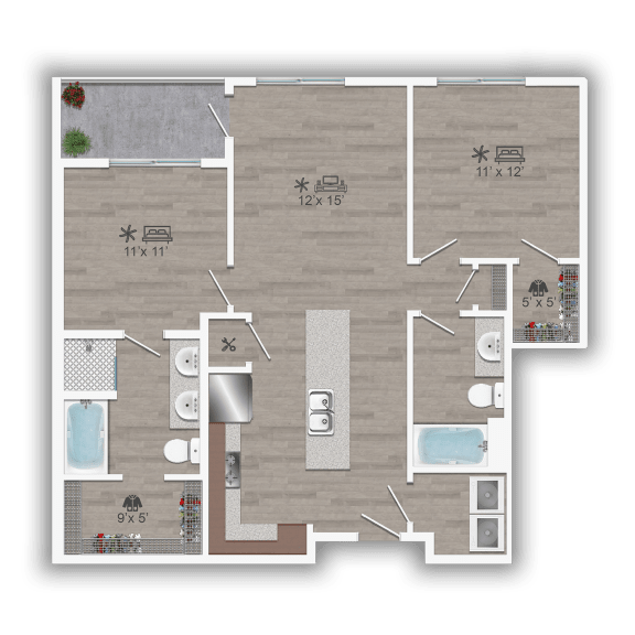 Discovery at the Realm Apartments 3D floor plan 2D