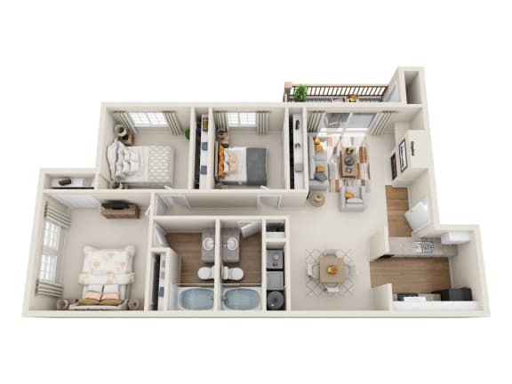 Novela Apartment Homes Bradbury 3D Floor Plan