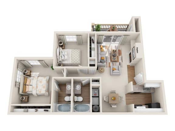 Novela Apartment Homes Hemingway 3D Floor Plan