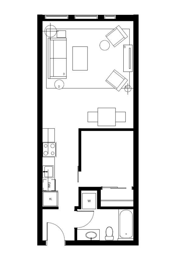 Muir Apartments Open 1 Bedroom A6 Floor Plan