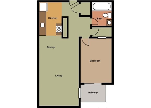 Luxe at Meridian Apartments 1x1 1C Floor Plan