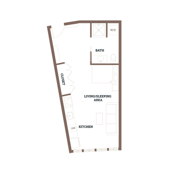 Studio 1 bath at Ironside Apartments, Spokane , WA 99202