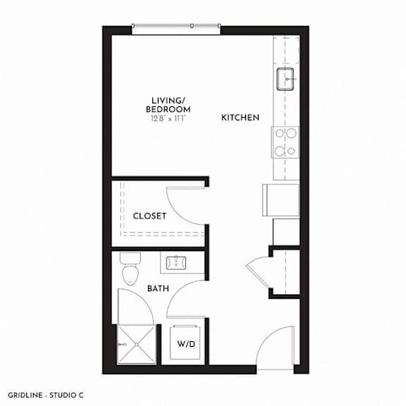Gridline Apartments Studio Floor Plan