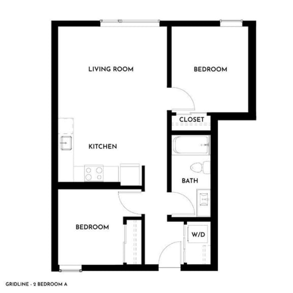Gridline Apartments in Seattle, Washington 2 Bedroom A Floor Plan