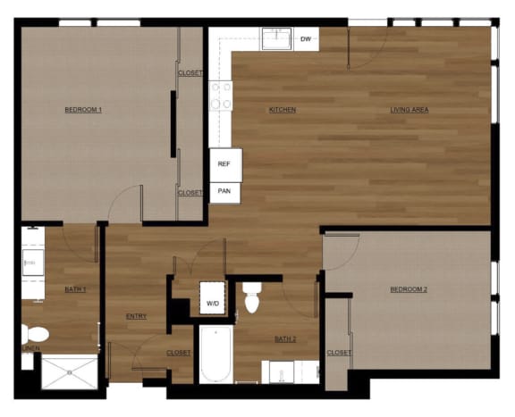Blis Apartments 2x2 C Floor Plan
