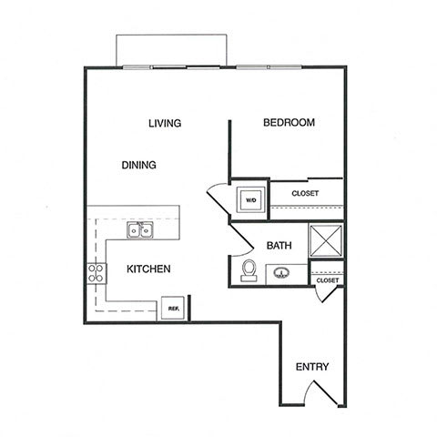 1x1 B MFTE Floor Plan 1x1 B MFTE Floor Plan at Koi Apartments, Seattle, Washington