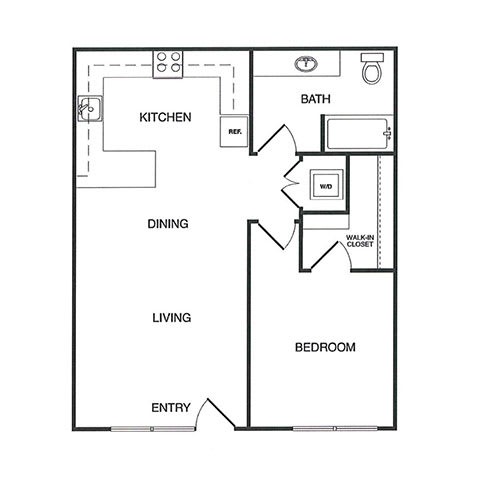 1x1 F Floor Plan 1x1 F Floor Plan at Koi Apartments, Washington