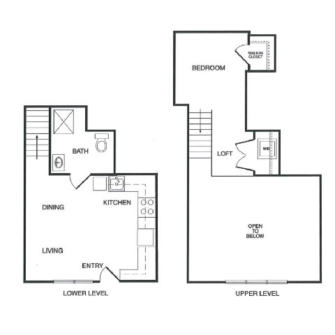 1x1 Live Work A Floor Plan at Koi Apartments, Seattle, Washington, 98107