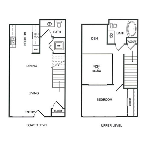 1x1.5 Den Loft A Floor Plan 1x1.5 Den Loft A Floor Plan at Koi Apartments, Washington