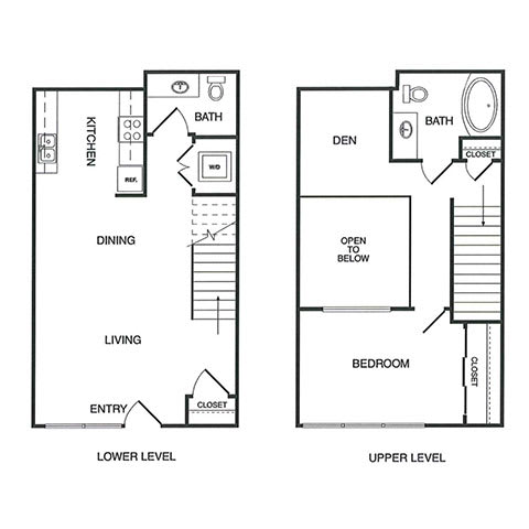 1x1.5 Den Loft B Floor Plan 1x1.5 Den Loft B Floor Plan at Koi Apartments, Seattle, 98107