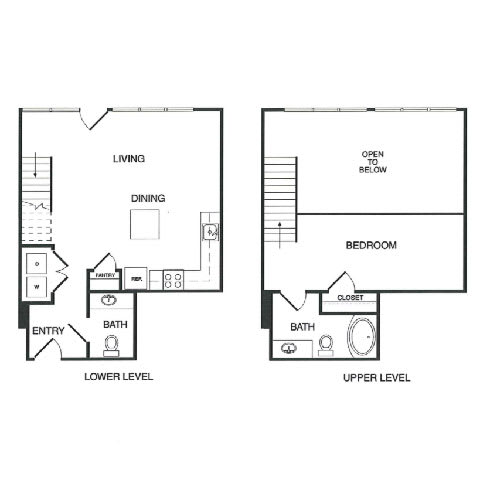 1x1.5 Live Work F Floor Plan at Koi Apartments, Washington