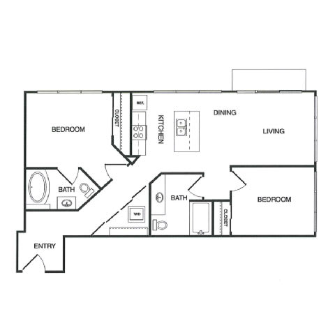 2x2 A Floor Plan 2x2 A Floor Plan at Koi Apartments, Seattle