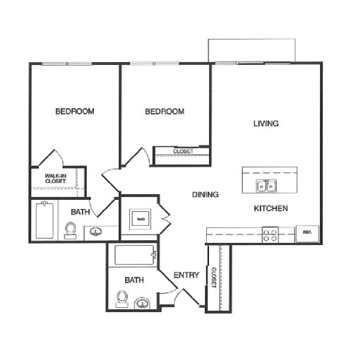 2x2 C MFTE Floor Plan 2x2 C MFTE Floor Plan at Koi Apartments, Seattle, Washington, 98107