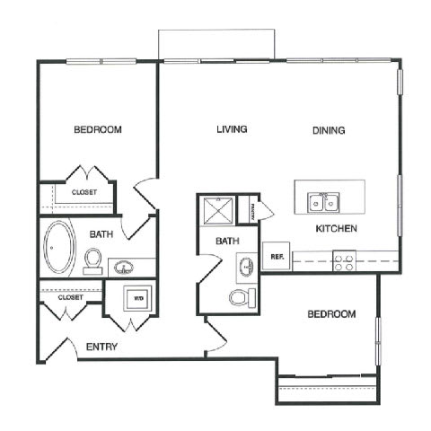 2x2 G Floor Plan 2x2 G Floor Plan at Koi Apartments, Seattle