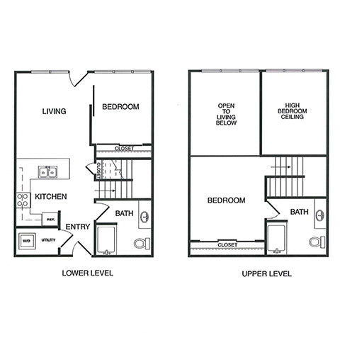2x2 Loft A Floor Plan 2x2 Loft A Floor Plan at Koi Apartments, Seattle
