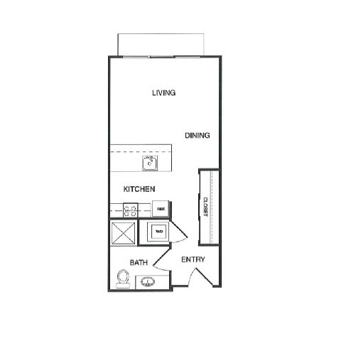 Studio D Floor Plan at Koi Apartments, Seattle, Washington, 98107