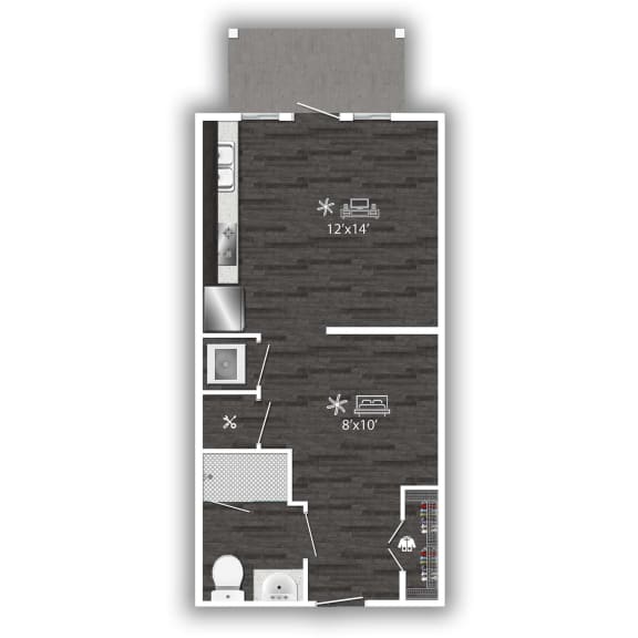 a floor plan of a house with a bedroom and a living room
