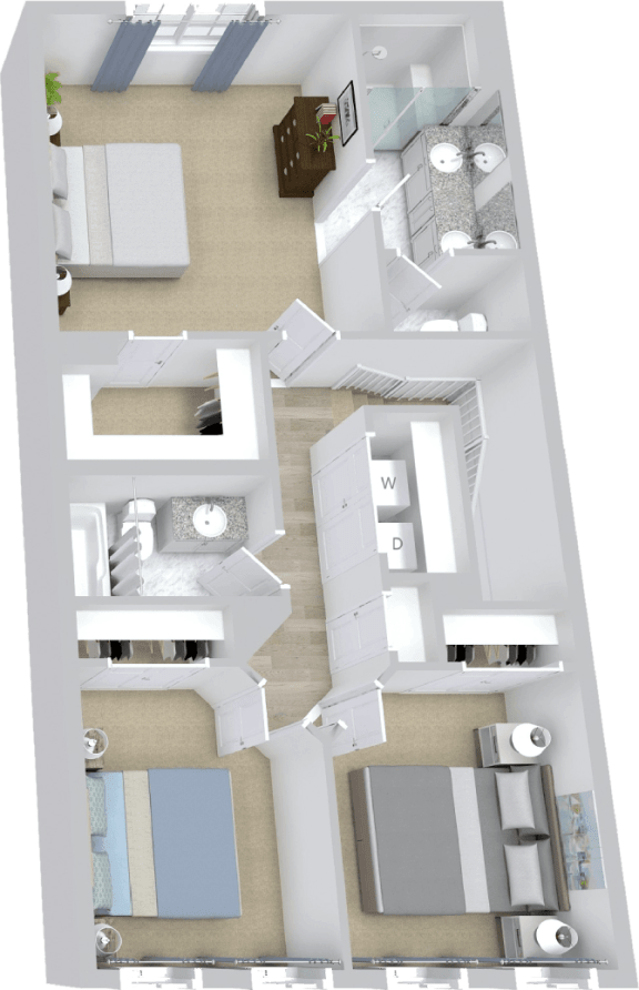 a 3d rendering of a floor plan of a house