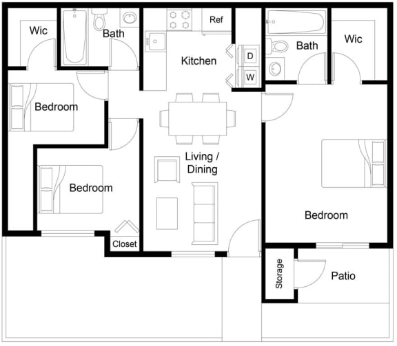 a floor plan of a house with a bedroom and a living room