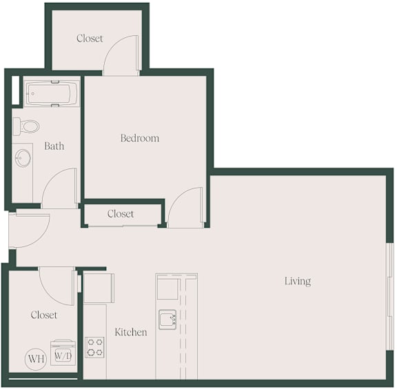 1Bed1Bath_L_A  at Cru at Willows Apartments, Redmond, WA, 98052