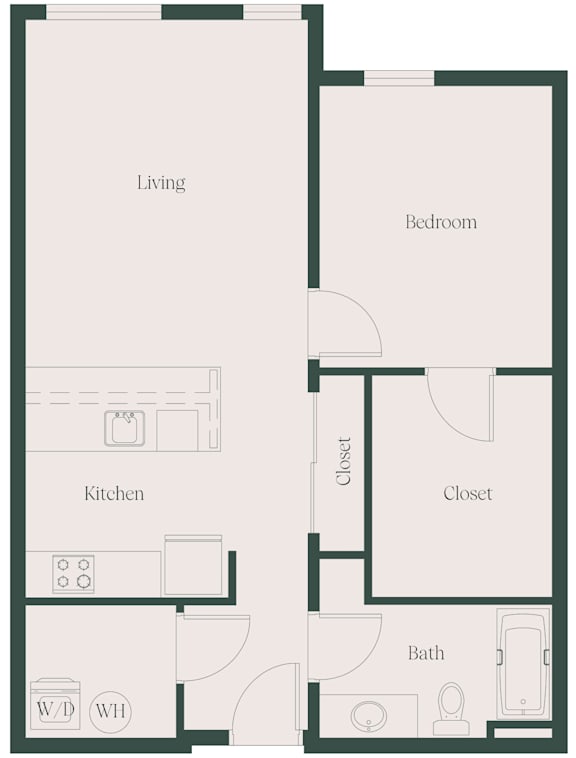 1Bed1Bath_H at Cru at Willows Apartments, Washington