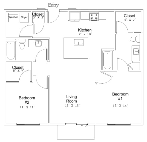A black and white image of a floor plan for a house.