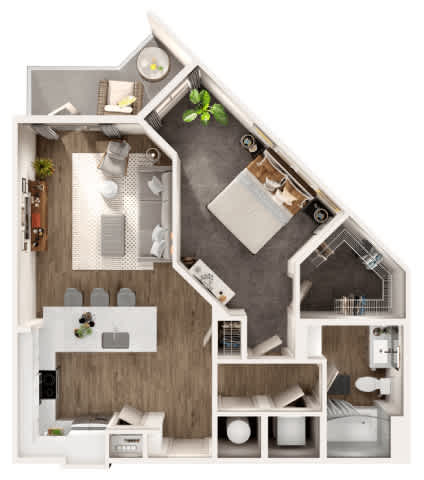 Skye Suwanee Town Center Apartments in Suwanee, Georgia One Bedroom Floor Plan