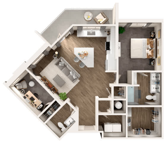 Skye Suwanee Town Center Apartments in Suwanee, Georgia One Bedroom Floor Plan