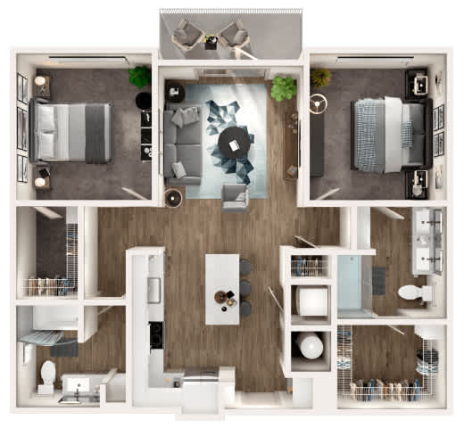 Skye Suwanee Town Center Apartments in Suwanee, Georgia Two Bedroom Floor Plan