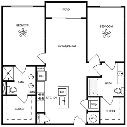 Floor Plan  Axis Midtown Apartments in Atlanta, Georgia Two Bedroom Floor Plan