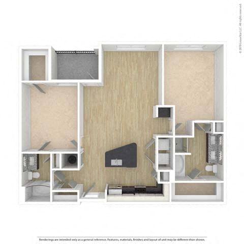 A drawing of a room with furniture and a calendar on the wall.