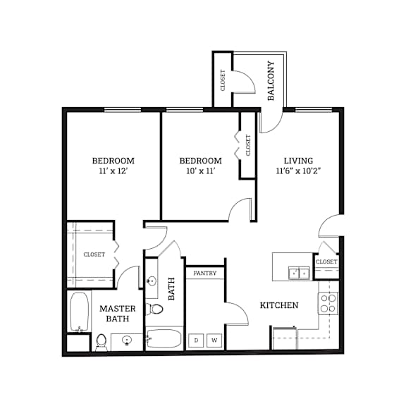Parkside Apartments Cypress 2D Floor Plan