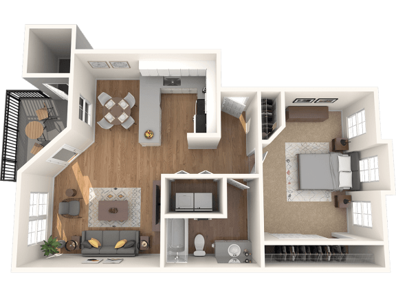 Outlook16 One Bedroom One Bathroom Floor Plan