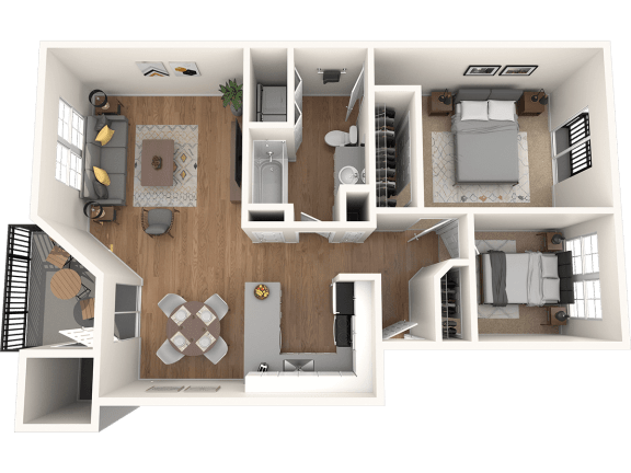Outlook16 Two Bedroom One Bathroom Floor Plan