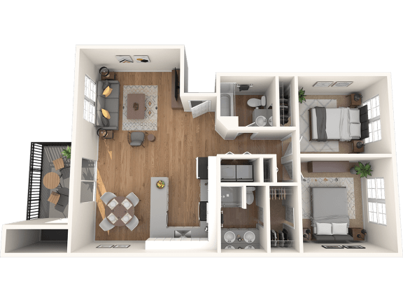 Outlook16 Two Bedroom Two Bathroom Floor Plan