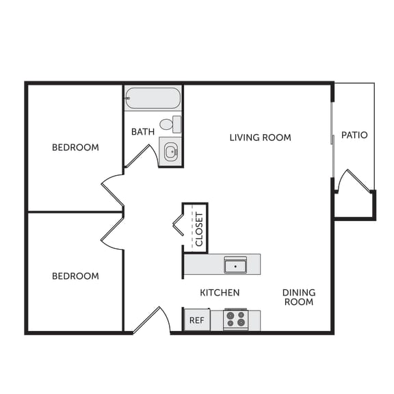 Phoenix Manor Seville Two Bedroom One Bathroom Floor Plan