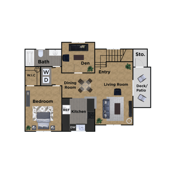 Pioneer Meadows One Bedroom One Bathroom B Floor Plan