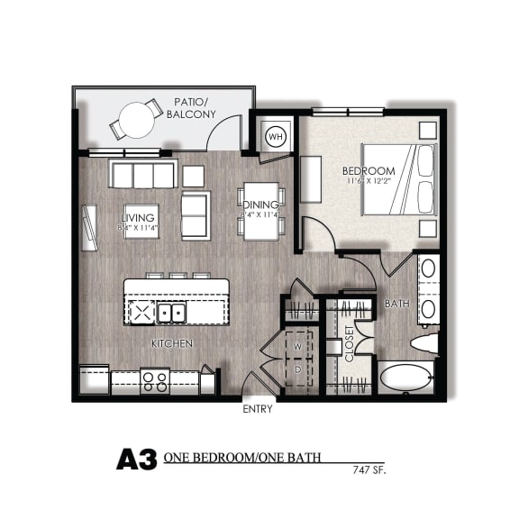 East A3 Floor Plan at Presidio at River East, Fort Worth, TX