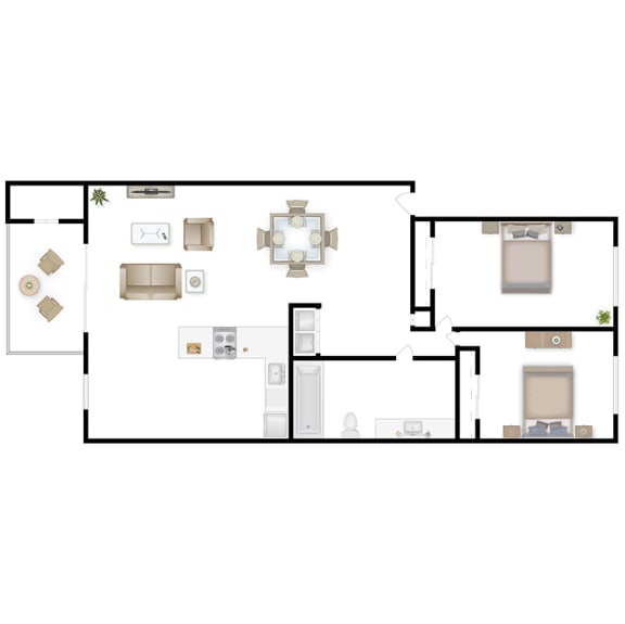 Reserve at Blueberry Park Apartments 2x1 Floor Plan