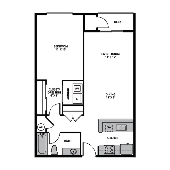Regency Park Apartments One Bedroom Interior Floor Plan