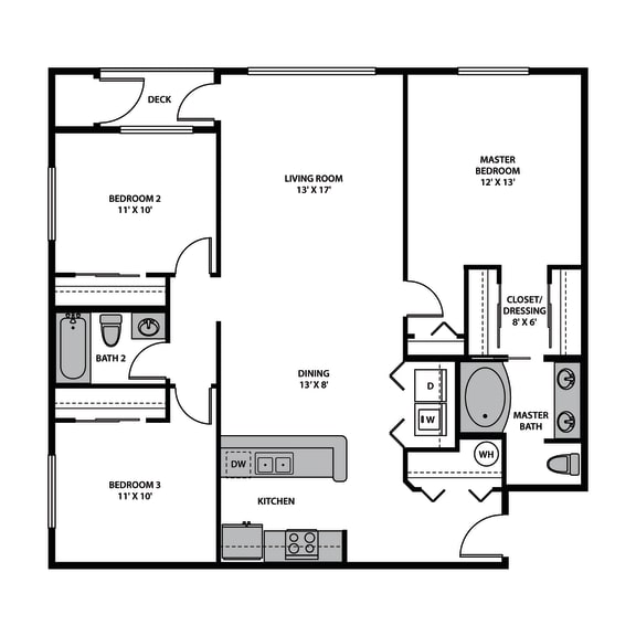 Regency Park Apartments Three Bedroom Floor Plan