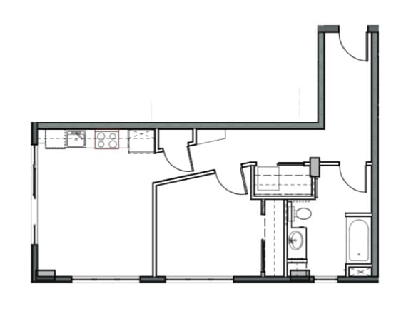 REO Flats One Bedroom C Floor Plan