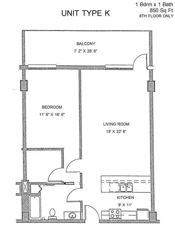 Residences at Capitol Heights Apartment 2D floor plan - Sage